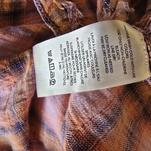 ONE OF THE BOYS PLAID TUNIC SHIRT IN IVORY COMBO WE THE FREE Size M - Picture 10 of 10